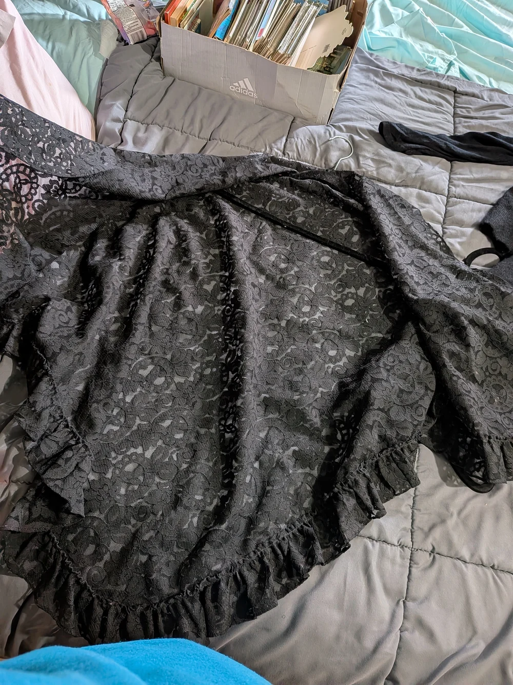 Black Lace Ruffled Women's Shaw - Brand Unknown